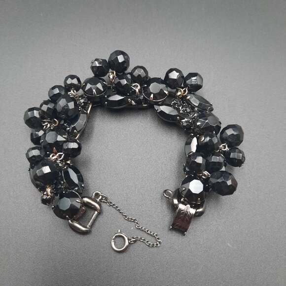 Vintage Julianna‎ D&E Black Beaded Bracelet With Chain & Clasp - Picture 7 of 9